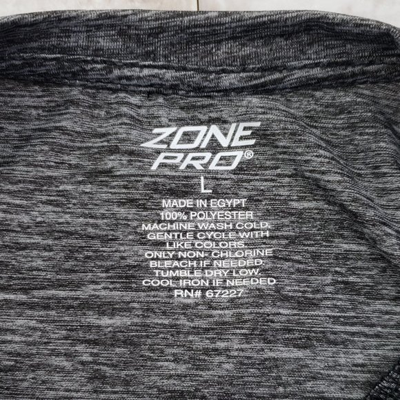 Athletic Activewear Crew Neck Grey Short Sleeve T Shirt Mens Size L Zone Pro - Picture 3 of 4